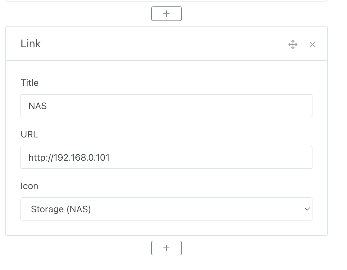 Link widget configuration