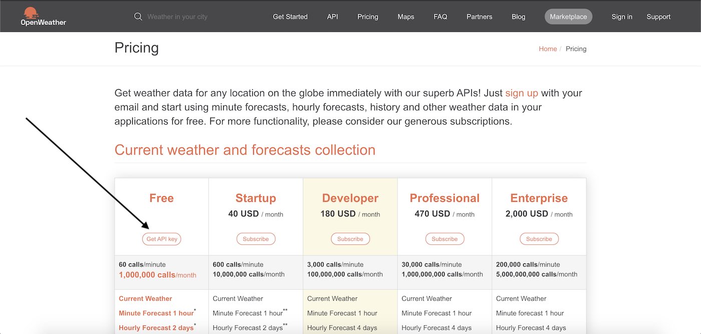 Create account OpenWeather