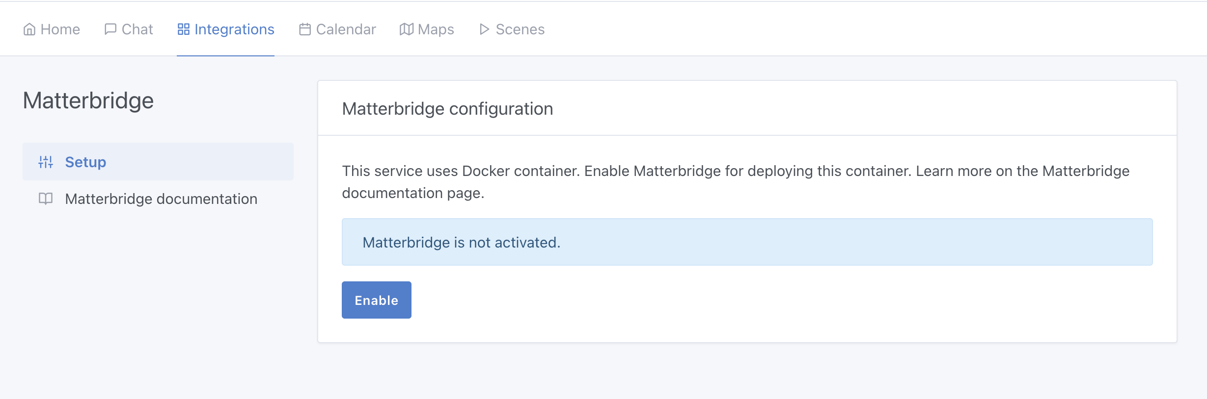 Enable Matterbridge