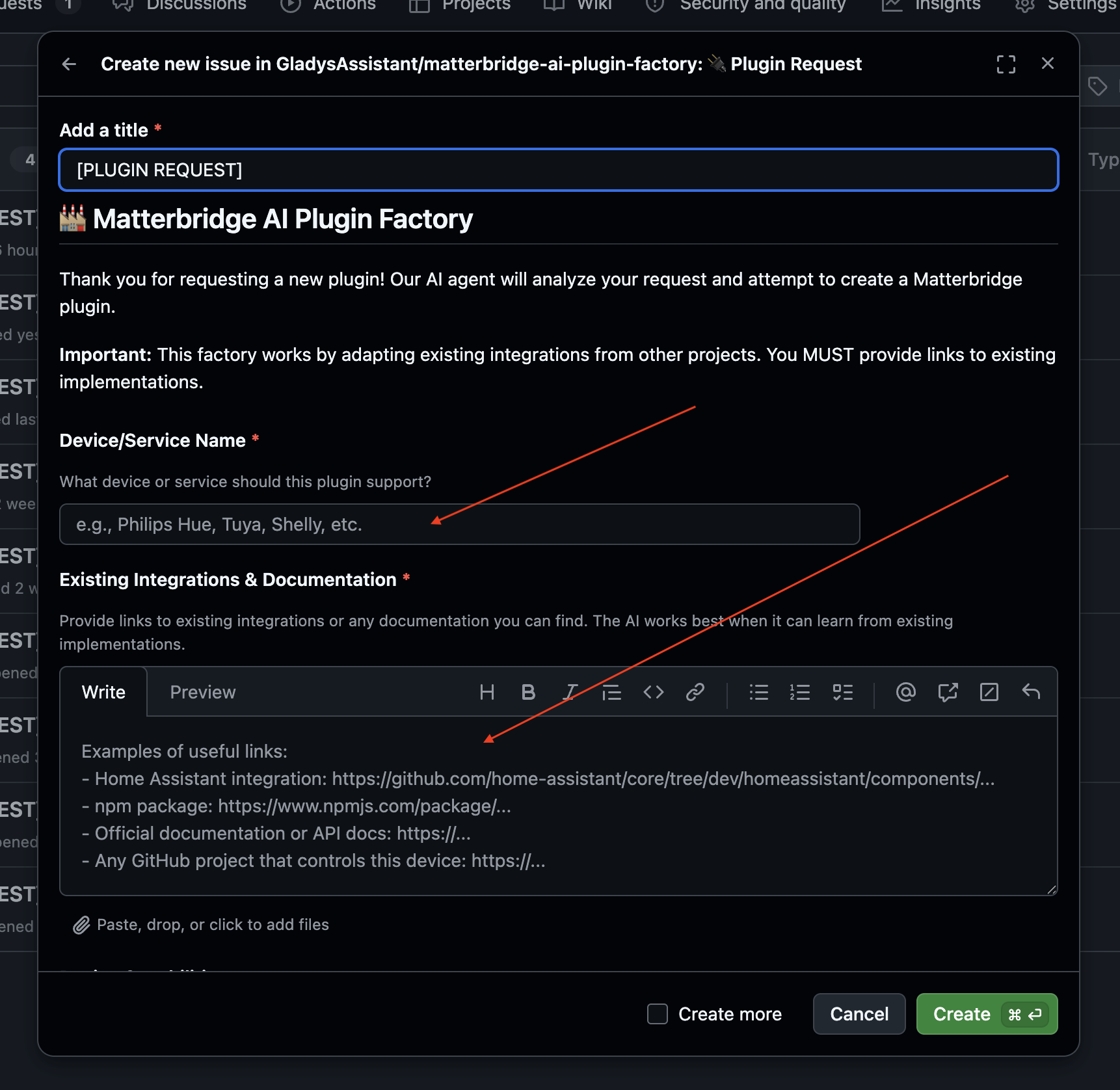 Remplir le formulaire de demande de plugin