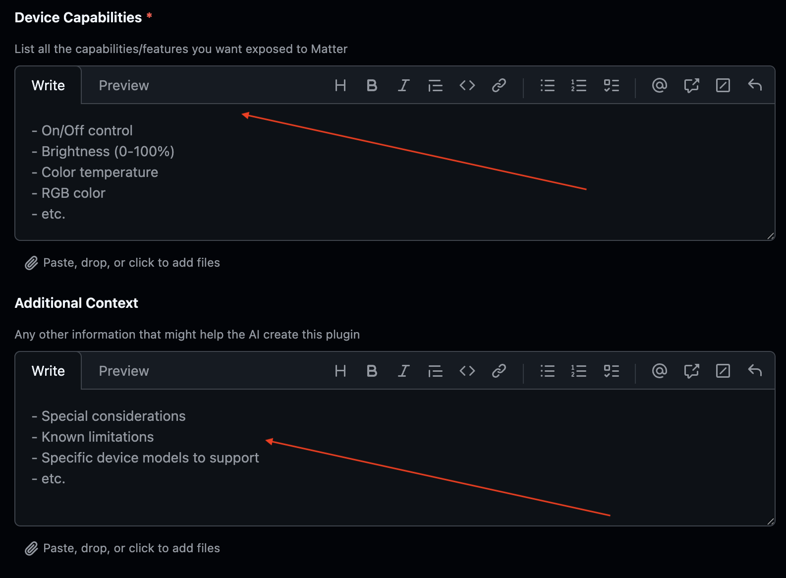Détails de la demande de plugin